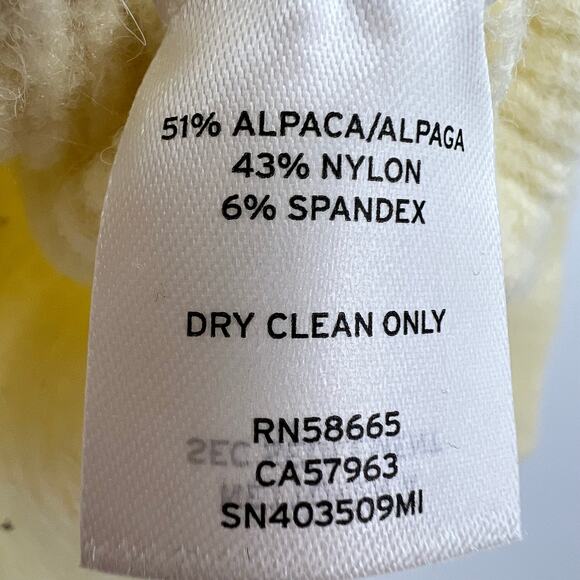 Something Navy light Yellow Alpaca blend v neck faux wrap Sweater size small - Picture 4 of 5